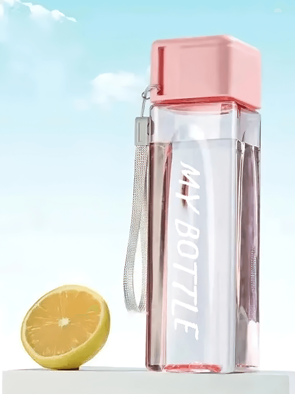 Square Plastic Water Bottle with Strap for Sports - SF3488, perfect for gym and outdoor activities, featuring a stylish design.